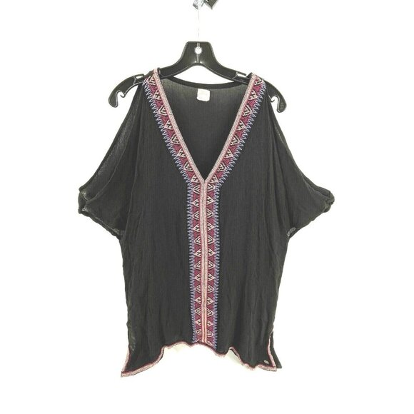 O'Neill Womens XS Beach Swimsuit Cover Up Boho Style Black Embroidery Surf Dress - Picture 2 of 12